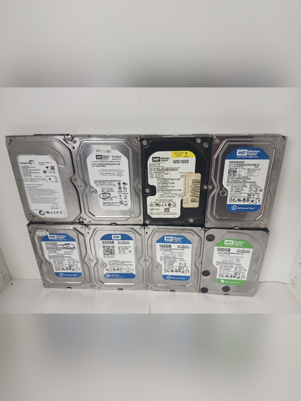 8 Western Digital Internal Hard Drive - Assorted Silver/Black/Blue Labels